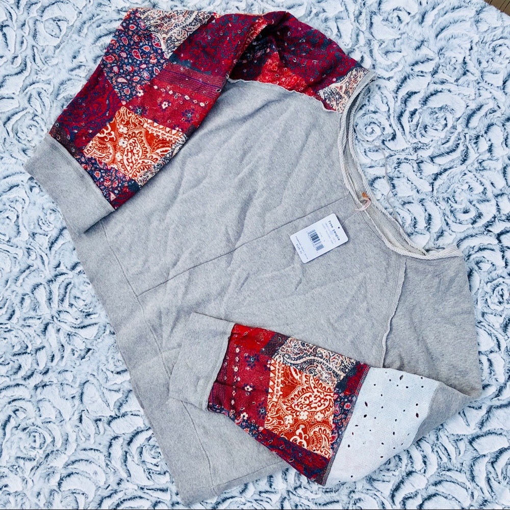 NWT Free People Grey Off the Shoulder Pullover